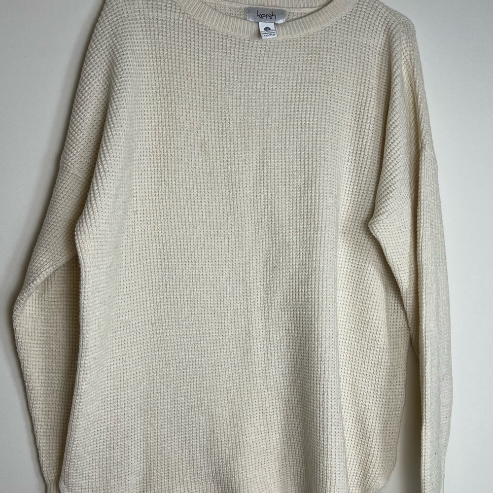 Kersh Cream Waffle Knit Crewneck Sweater - Size XXL
Wool cotton blend normcore
